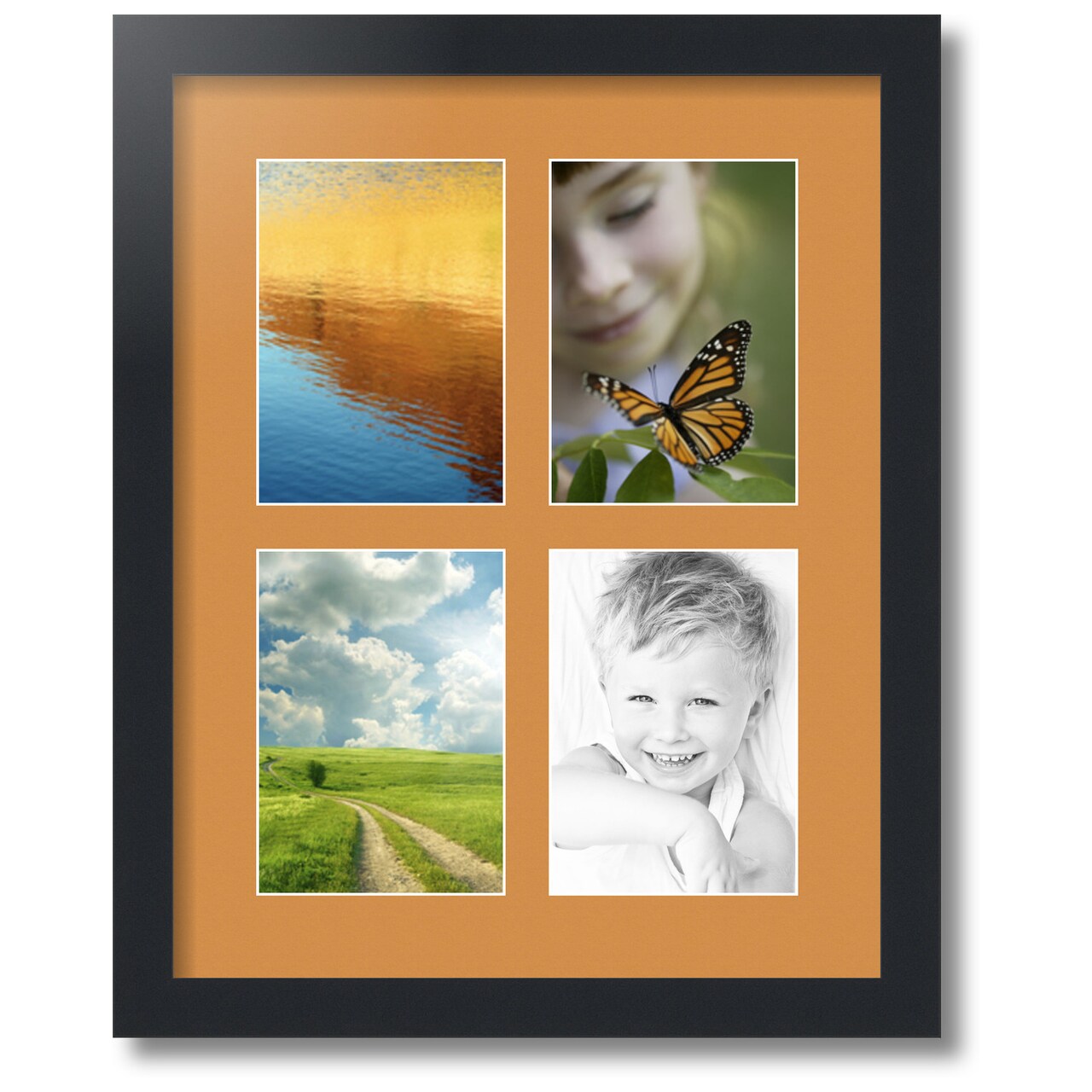 ArtToFrames Collage Photo Picture Frame with 4 - 5x7 inch Openings, Framed in Black with Over 62 Mat Color Options and Regular Glass (CSM-3926-3)